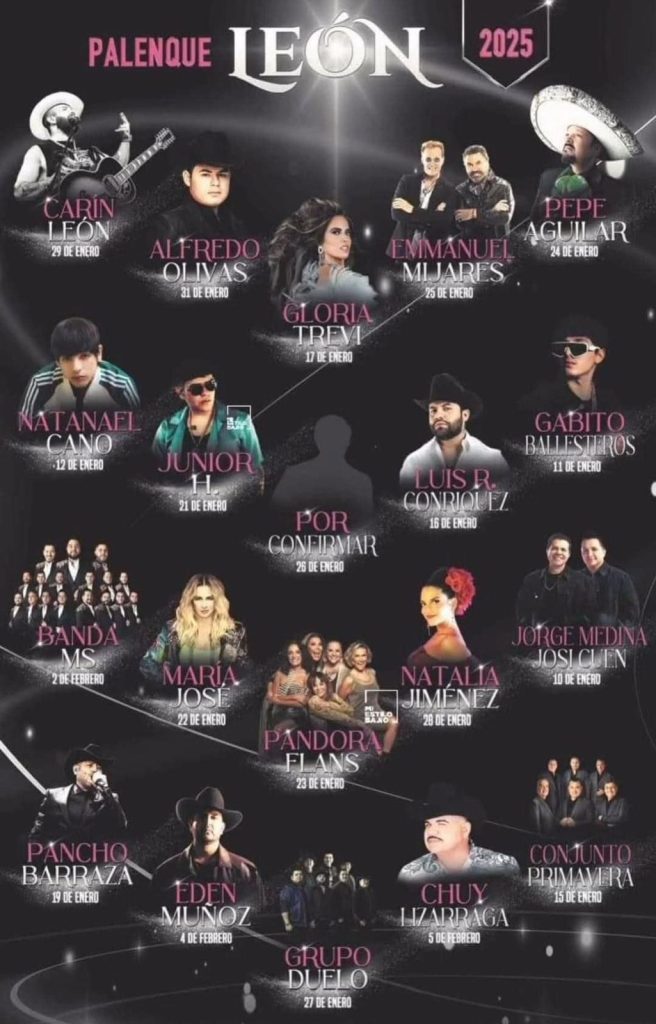 Ellos son los artistas del Palenque de León 2025: cartelera casi lista