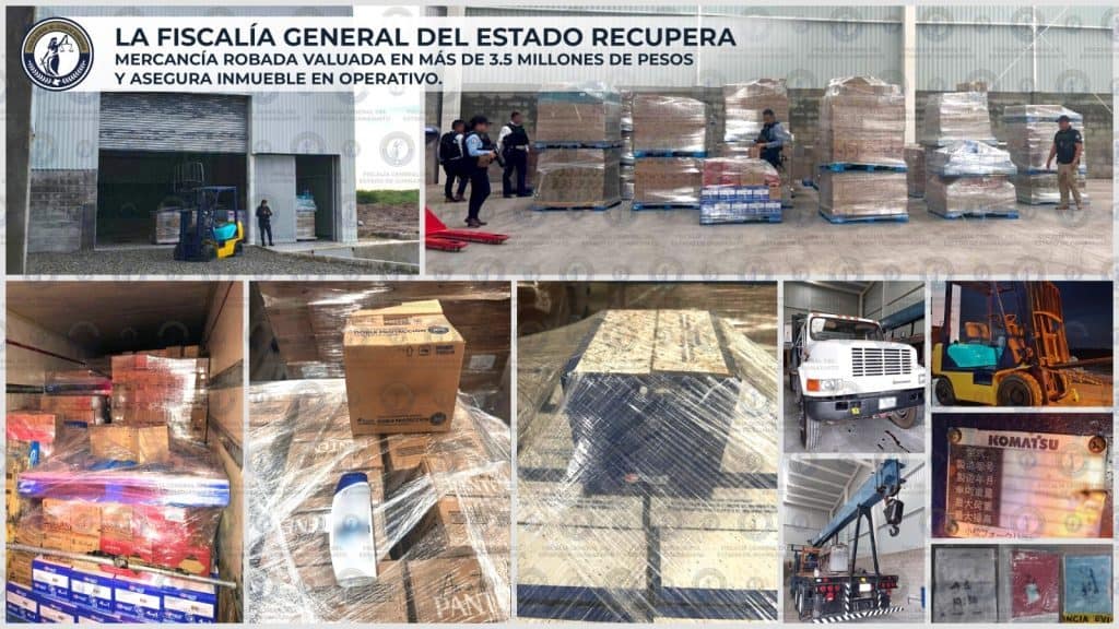 1. Imagen de mercancía robada asegurada por la fiscalía en un depósito.