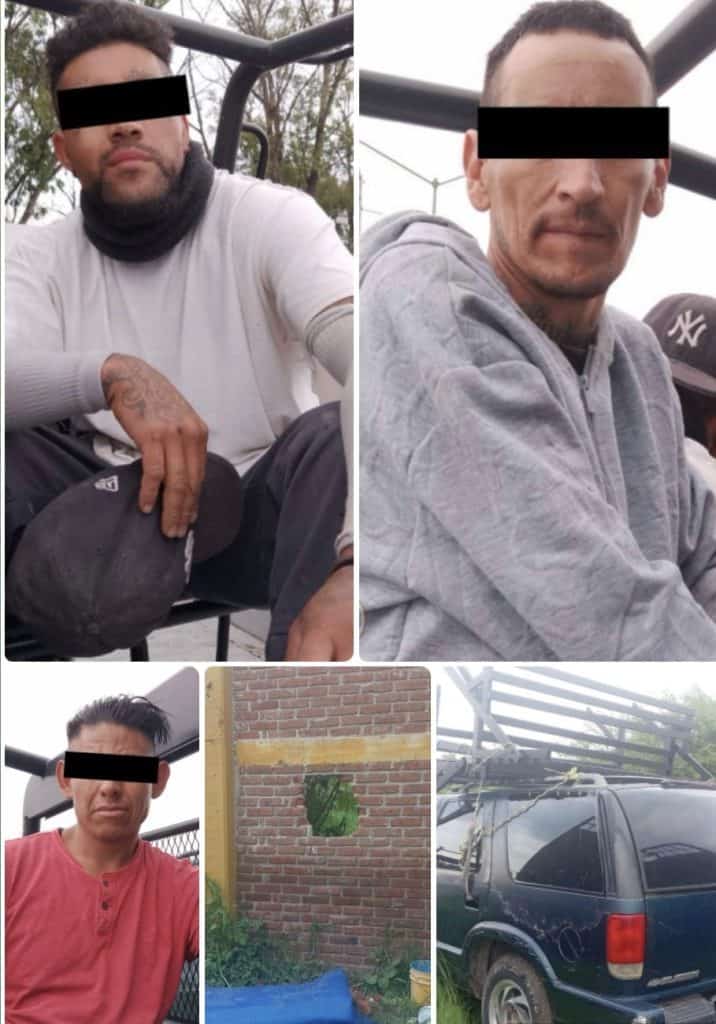 Frustran robo a casa habitación y detuvo a tres hombres en Granjas Económicas Hombres con ojos cubiertos en diferentes escenarios en México.