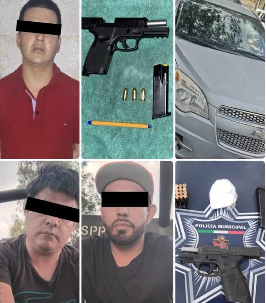 Arma y municiones incautadas por la policía municipal en una operación contra la delincuencia.