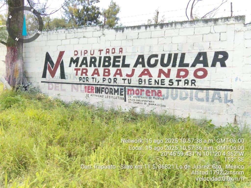 1. Mensaje político en mural de la diputada Maribel Aguilar Trabajando por el bienestar de México.