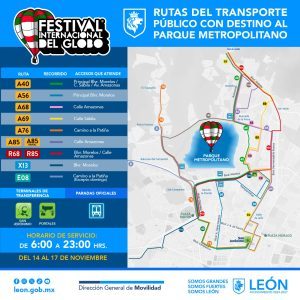 Transporte público hacia el Parque Metropolitano en León, rutas y horarios del 14 al 17 de noviembre.