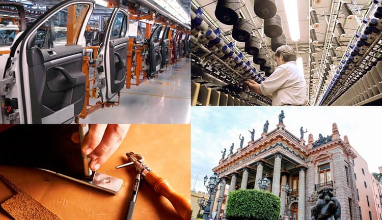 La economía de Guanajuato creció 4% en 2024: construcción, comercio y turismo impulsan el avance 1. Puertas de vehículos ensambladas en línea en una fábrica moderna.