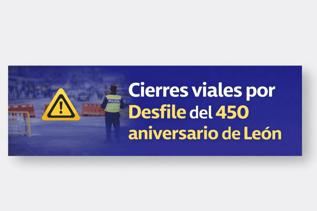 Cierres viales por desfile del 450 aniversario de León en evento cívico.