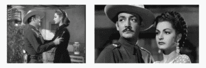 Elsa Aguirre y Jorge Negrete en «Lluvia roja» (fotografías del perfil de Instagram de la actriz).