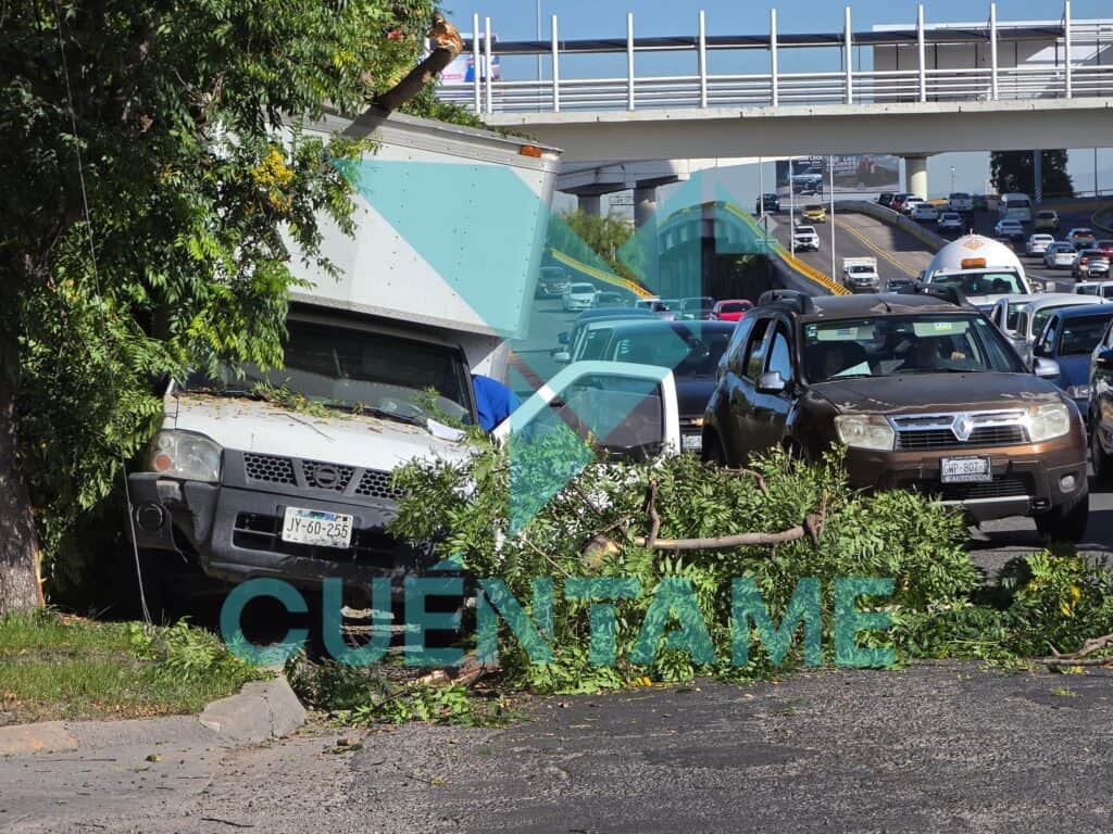 Camioneta se queda sin frenos y termina contra un árbol en bulevar Aeropuerto de León