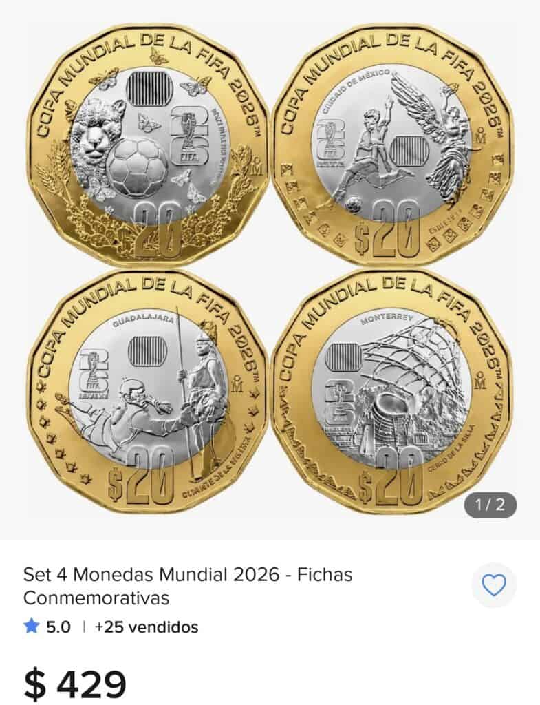 Las monedas de 20 pesos del Mundial 2026 ya se venden hasta en más de mil pesos; coleccionistas disparan su precio en internet