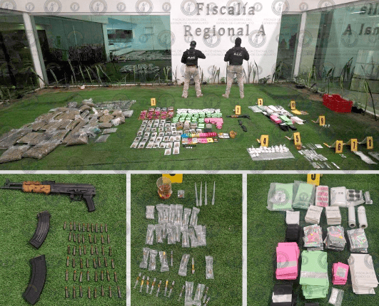 Cateo en Cumbres de la Gloria deja droga, arma y 50 cartuchos asegurados